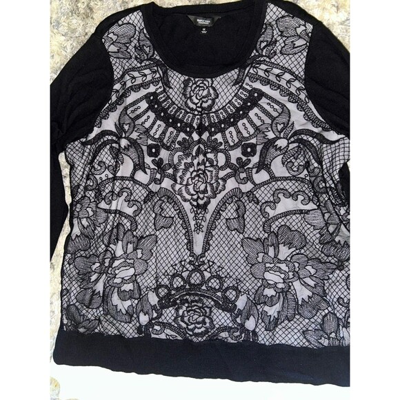 Simply‎ Vera Wang 1X Black Layer Look Lace Front Tunic Fairy Goth Office Dark - Picture 5 of 8